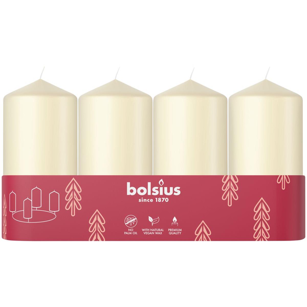 BOLSIUS Pillar Soft Pearl 534 g, 4 db