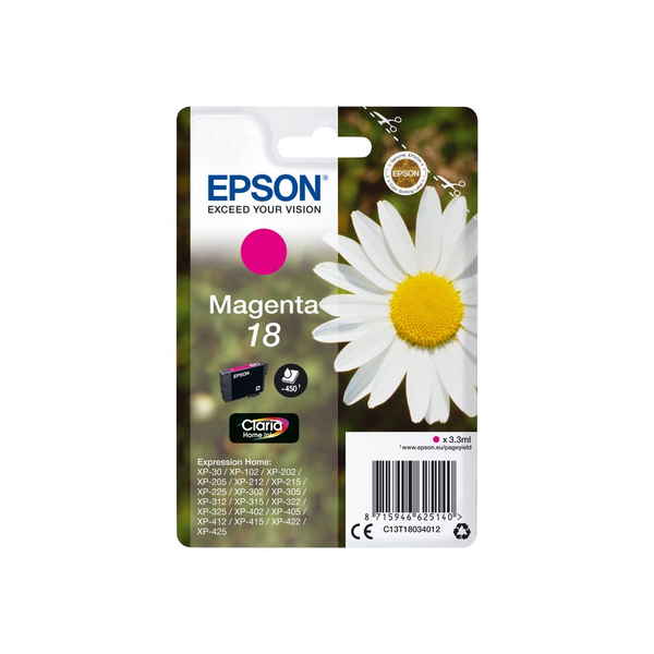 Epson Daisy C13T18034012 blækpatron 1 stk Original Standard udbytte Magenta