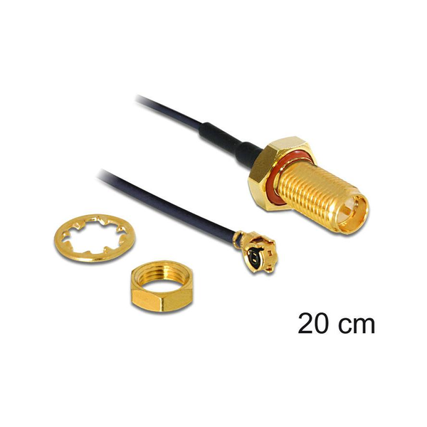 Delock RP-SMA -> MHF/U.FL M/F antenna kábel 0.2m LP-068, splash proof