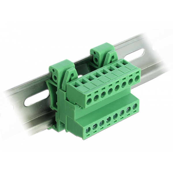 DELOCK Terminalblock Set für Hutschienen 8 Pin m. Rastermaß