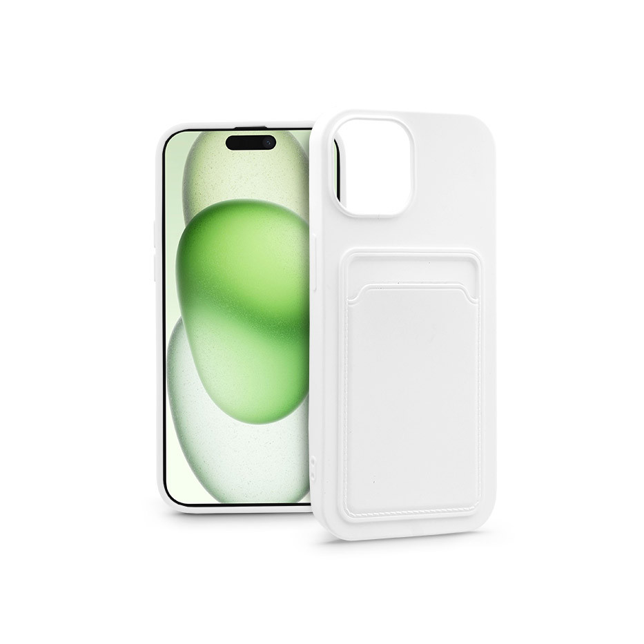 Apple iPhone 15 Plus szilikon hátlap kártyatartóval - Card Case - fehér (PT-6843)
