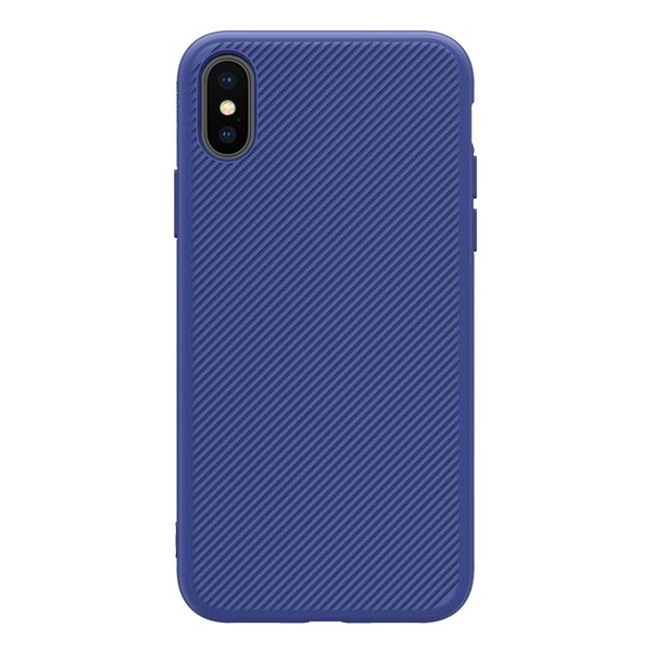 NILLKIN ETON műanyag telefonvédő (szilikon keret, beépített fémlemez, karbon minta) SÖTÉTKÉK [Apple iPhone XS 5.8] (5996457736379)