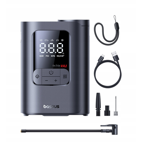 Kompresor samochodowy Baseus Pompka bezprzewodowa Baseus GoTrip VA1 kompresor 150 PSI 7500 mAh - ciemnoszara
