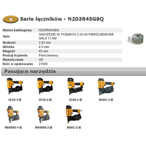 BOSTITCH NAILS N55 2.03-45 R GAL8 Q 21M ...