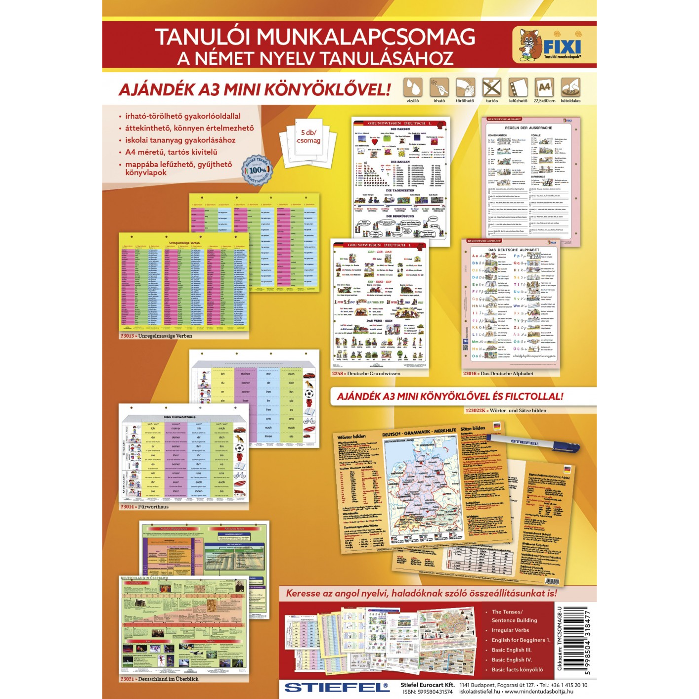 Stiefel Német nyelvtanulás A3 Tanulói munkalap csomag (5db) (TMCSOMAG8-U)