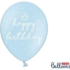 Party Deco Balony 30cm happy birthday Baby blue op.6szt