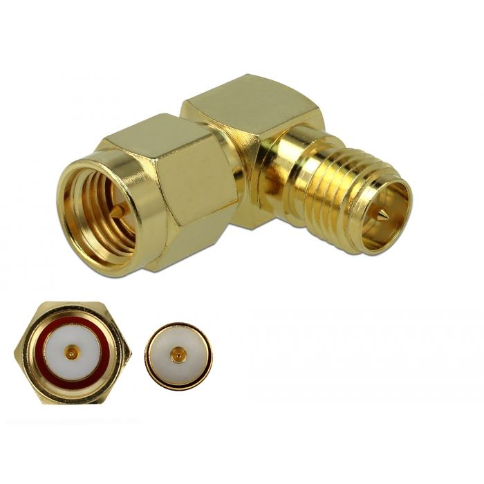Delock SMA-dugó apa RP-SMA csatlakozóhüvely 90 3 GHz adapter (89967) (DL89967)