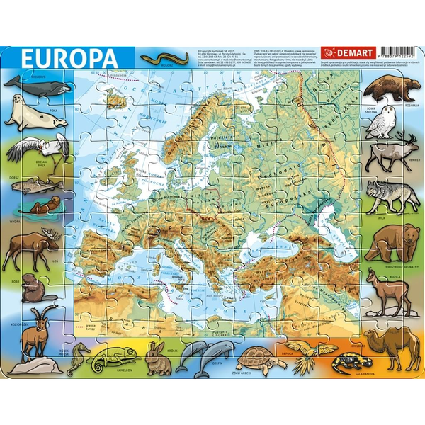  Demart Puzzle ramkowe - Europa fizyczna