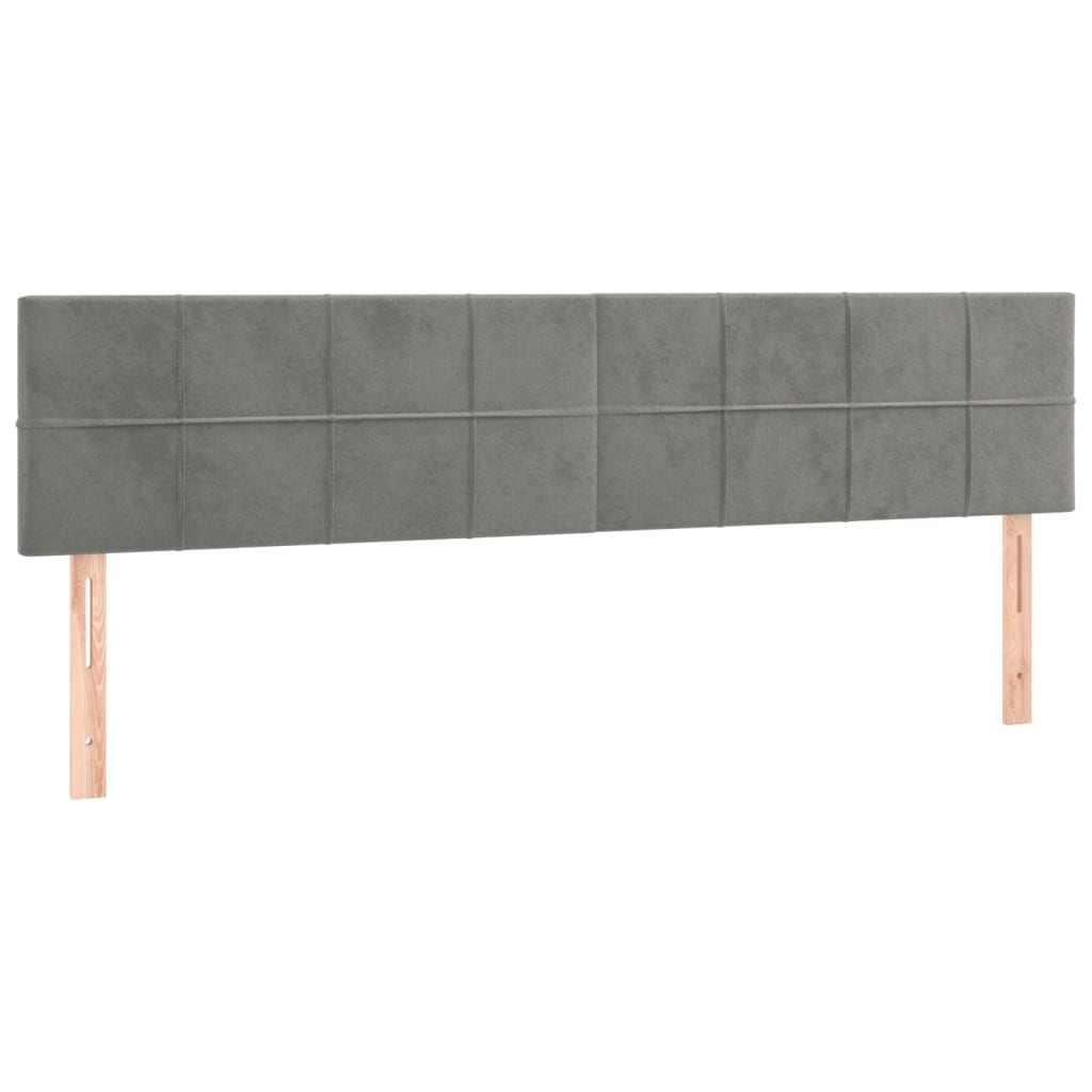 2 db világosszürke bársony fejtámla 100x5x78/88 cm (346096)