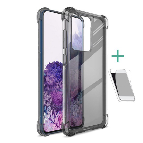 IMAK szilikon telefonvédő (közepesen ütésálló, légpárnás sarok + képernyővédő fólia) FÜSTSZÍNŰ [Samsung Galaxy S20 Ultra 5G (SM-G988B)] (5996457971572)