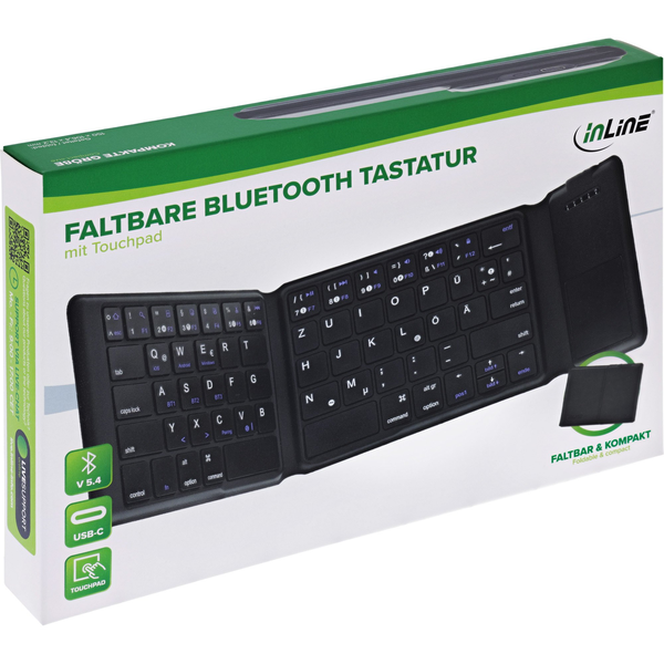 InLine 55379B tastatur Universel Bluetooth QWERTZ Tysk Sort