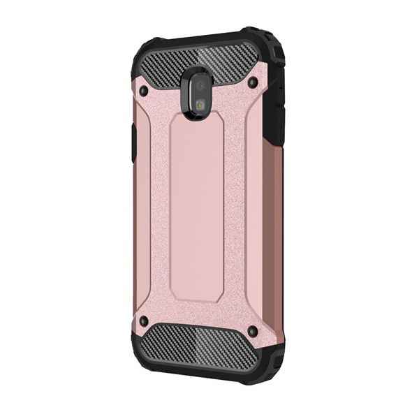 Defender műanyag telefonvédő (közepesen ütésálló, légpárnás sarok, szilikon belső, fémhatás) ROZÉARANY [Samsung Galaxy J3 (2017) SM-J330 EU] (5996457709892)