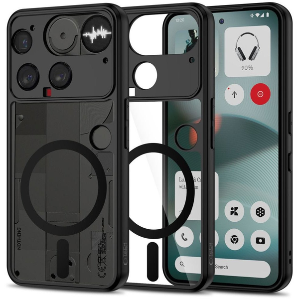 Tech-Protect MagMat MagSafe Case for Nothing Phone 3 - Black and Clear
