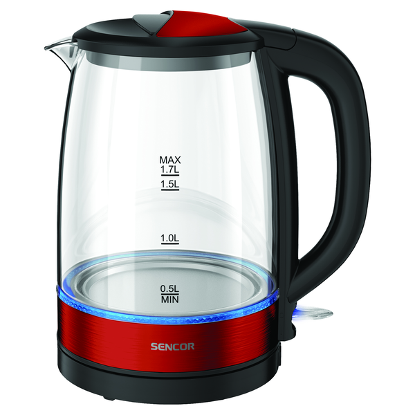 Rychlovarná konvice skleněná Sencor SWK 7401RD 2200W 1,7L sklo sklo