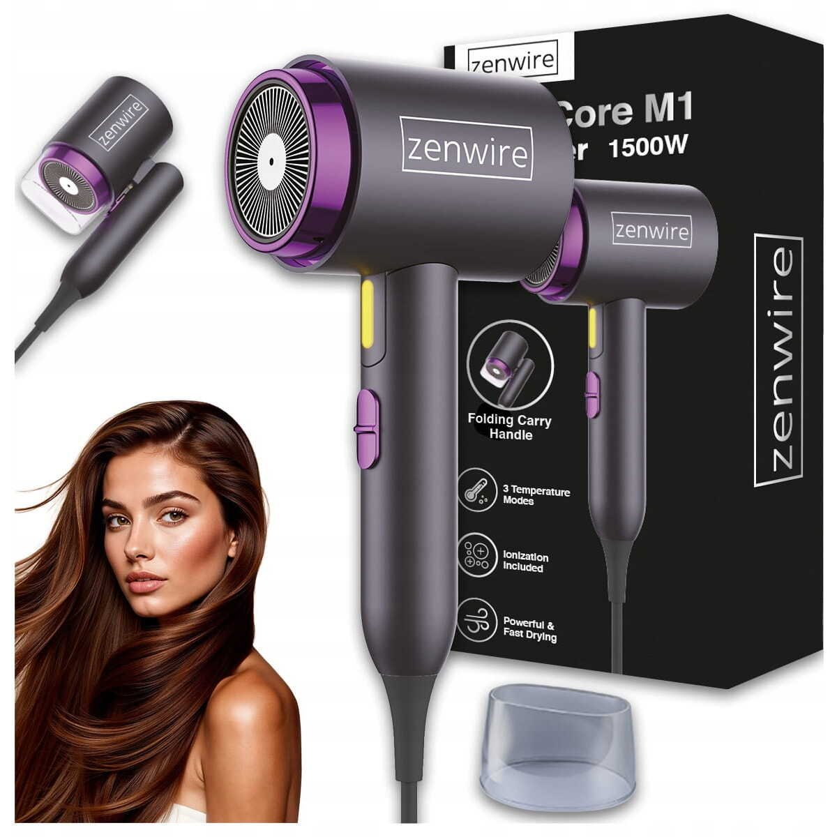 Zenwire Mini Összecsukható Hajszárító Ionizációval Utazáshoz