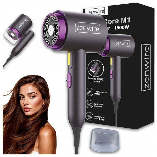 Uscător de păr pliabil Zenwire Mini cu ionizare pentru călătorii
