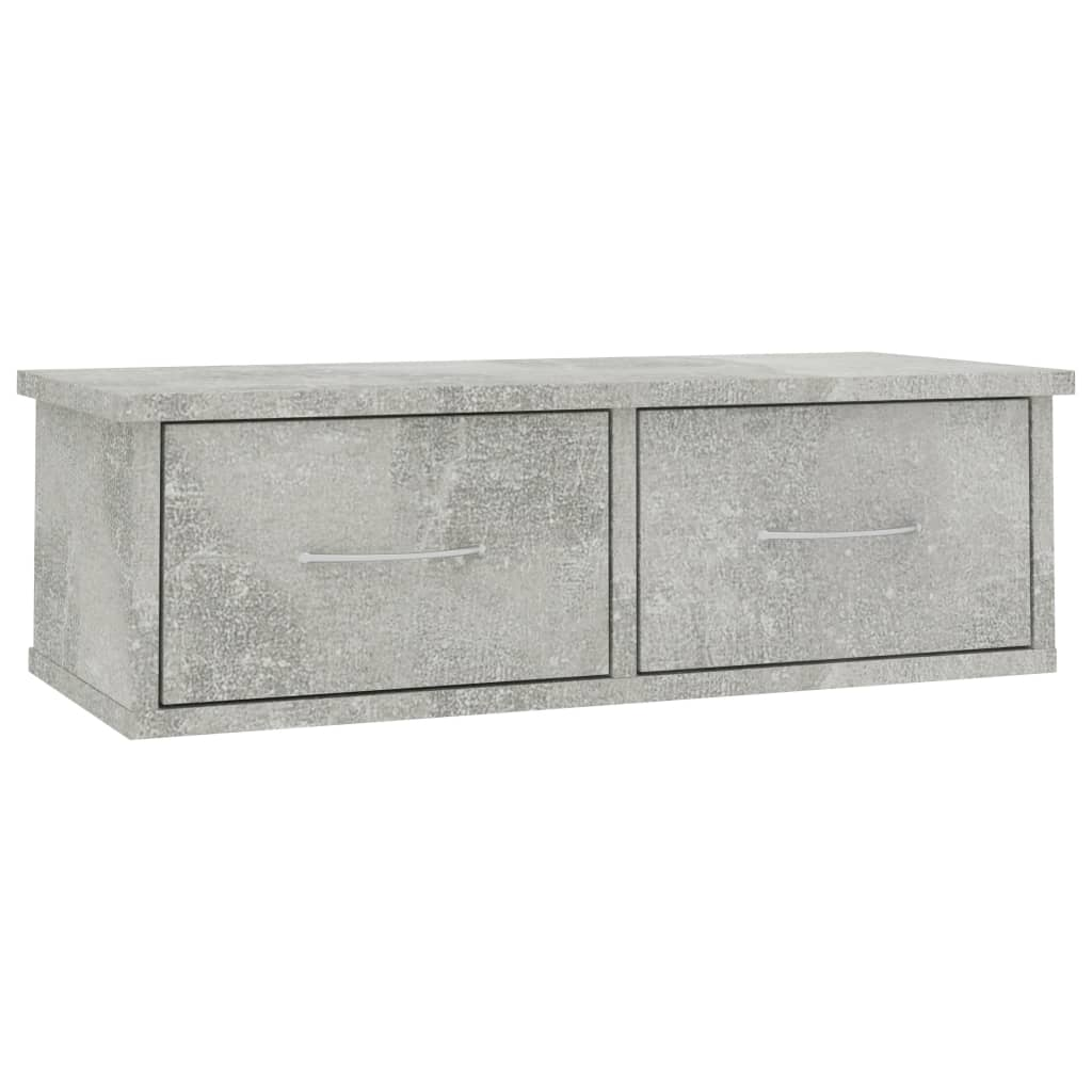 betonszürke falra szerelhető fiókos polc 60 x 26 x 18,5 cm (800589)