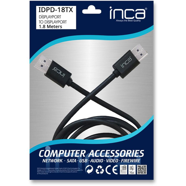 INCA DisplayPort-Kabel IDPD-18TX  DP > DP: 4K60Hz; 1.8m retail