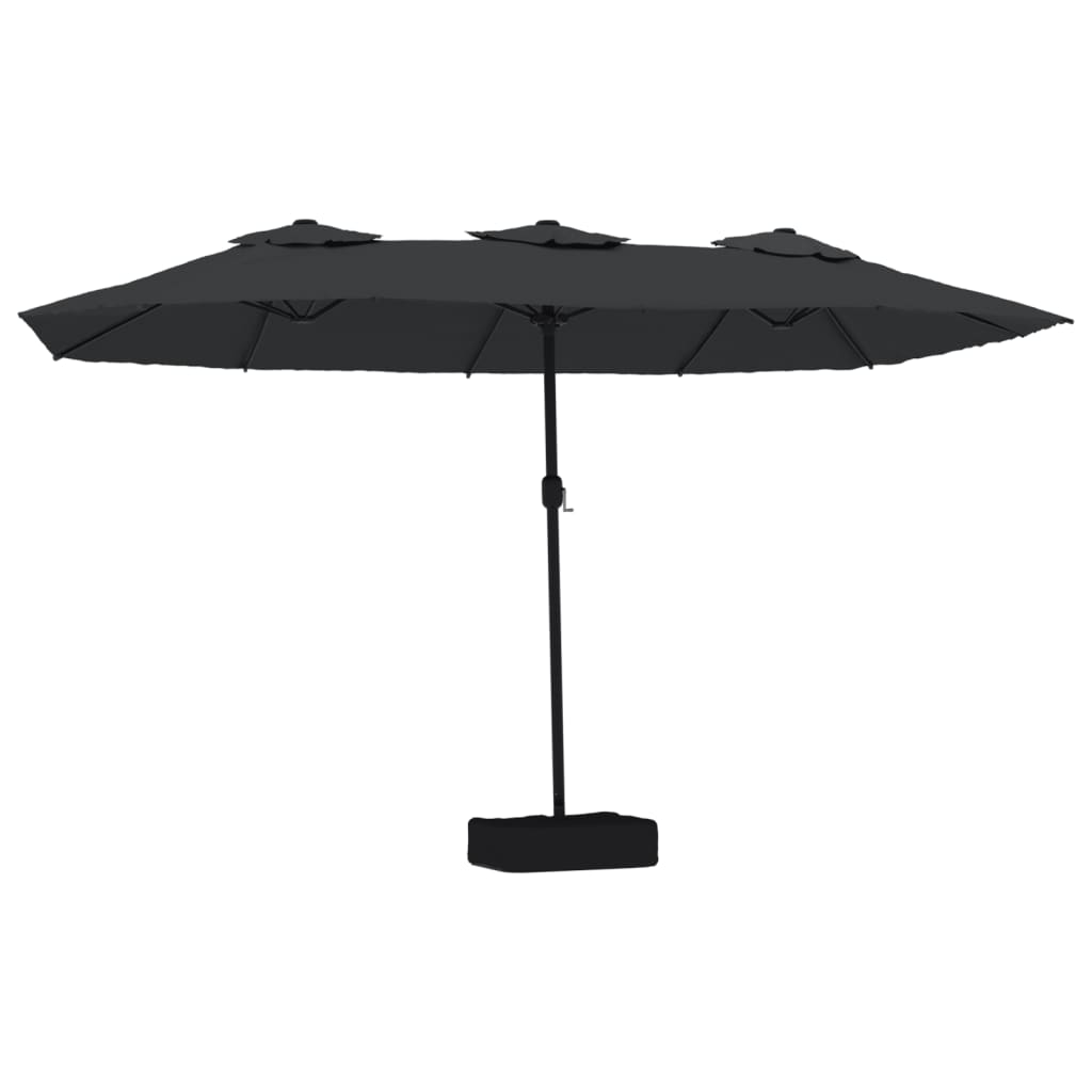 fekete dupla tetős napernyő LED-ekkel 449x245 cm (362959)
