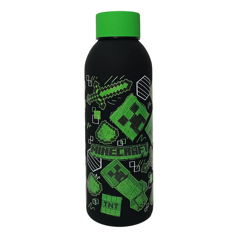 KiDS Licensing Minecraft Műanyag Gyerek Kulacs 500 ml - Fekete / zöld mintás (MC00011)