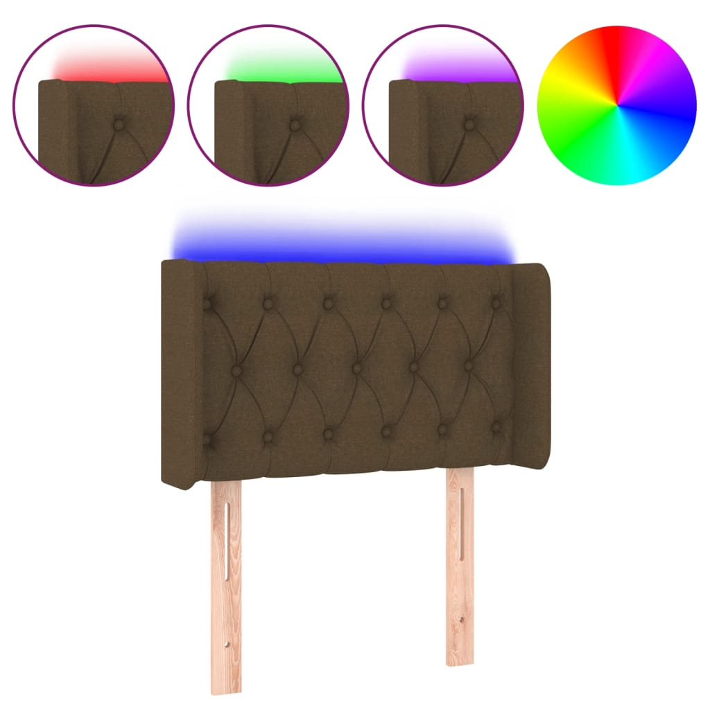 sötétbarna szövet LED-es fejtámla 83 x 16 x 78/88 cm (3123549)