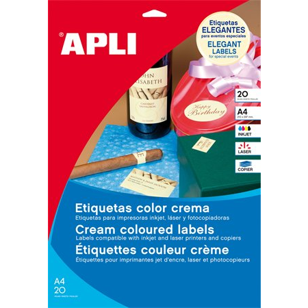 Apli 210x297mm színes Etikett 20 etikett/csomag Krémszínű (11802)