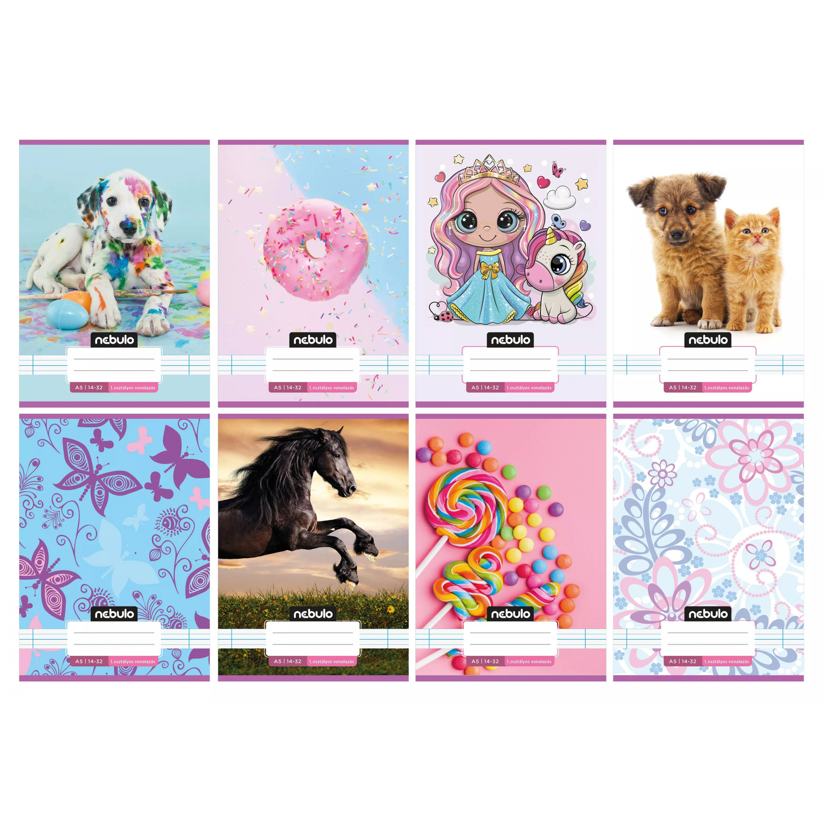 Nebulo Színes mintás 32 lapos A5 Vonalas füzet - Többféle (CM-A5)