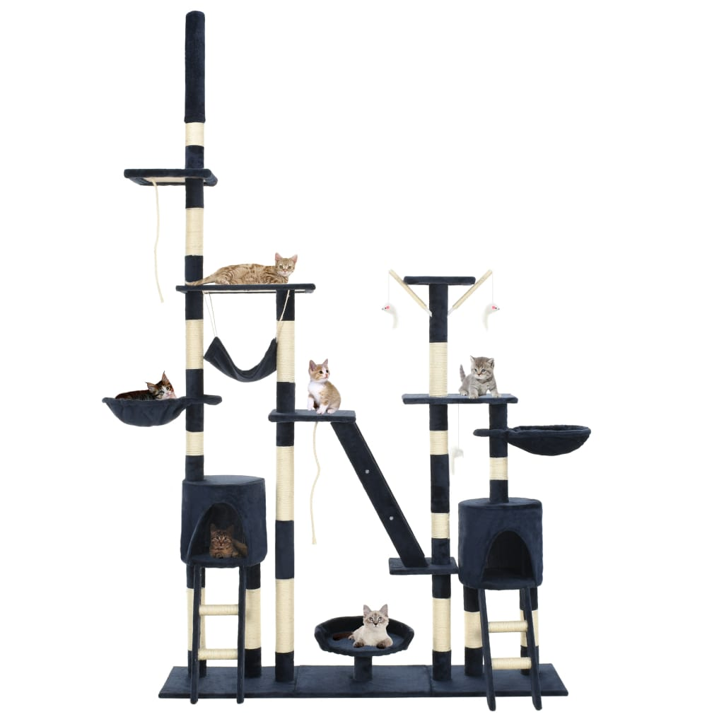kék macskabútor szizál kaparófákkal 230-250 cm (170621)