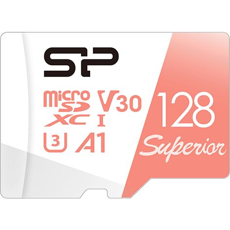 Silicon Power SP128GBSTXDV3V20SP Superior, 128 GB, MicroSDXC, Class 10, UHS-I, 100 MB/s, 80 MB/s