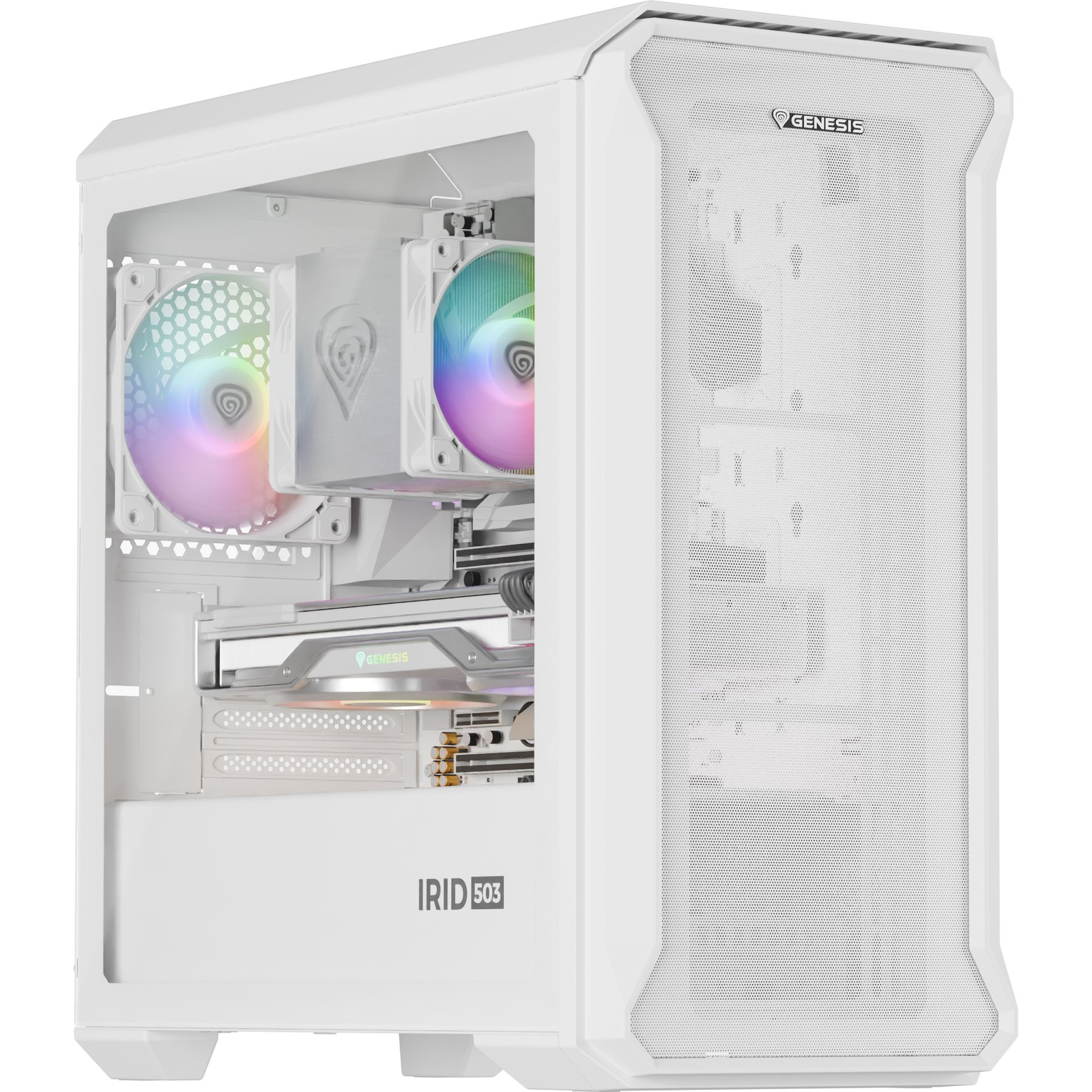 GENESIS Irid 503 Mini Tower Átlátszó, Fehér (NPC-2224)