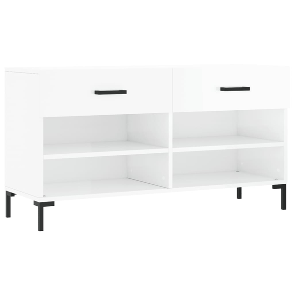 magasfényű fehér műfa cipőpolc 102x35x55 cm