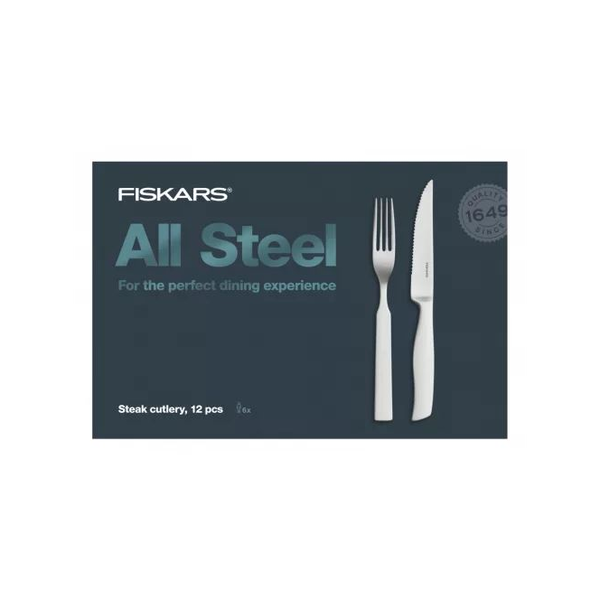 Fiskars 1054800 All Steel Steak evőeszköz készlet 12db-os