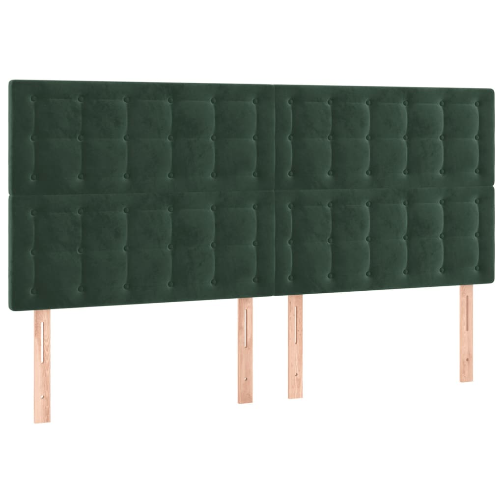 4 db sötétzöld bársony fejtámla 90x5x78/88 cm (3116829)