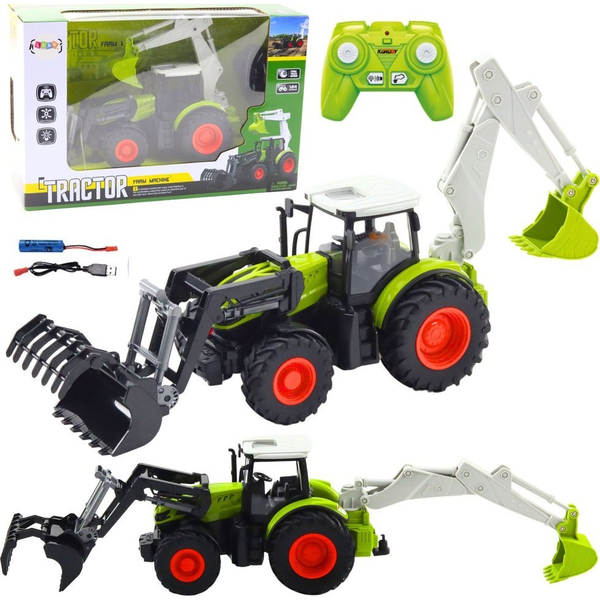 Mezőgazdasági Traktor Lengőkanállal és Kotrógép 2In1 Távirányítóval 2.4G