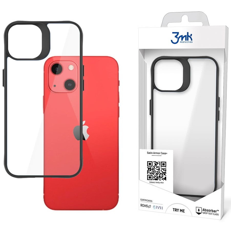3mk Satin Armor Case+ Apple iPhone 13 mini Szilikon Tok - Átlátszó/Fekete (5903108441896)