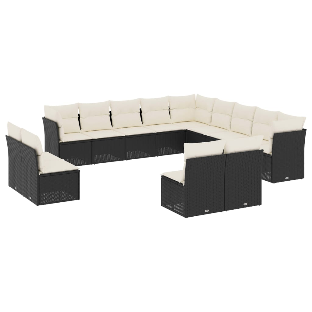 13 részes fekete polyrattan kerti ülőgarnitúra párnákkal (3218486)