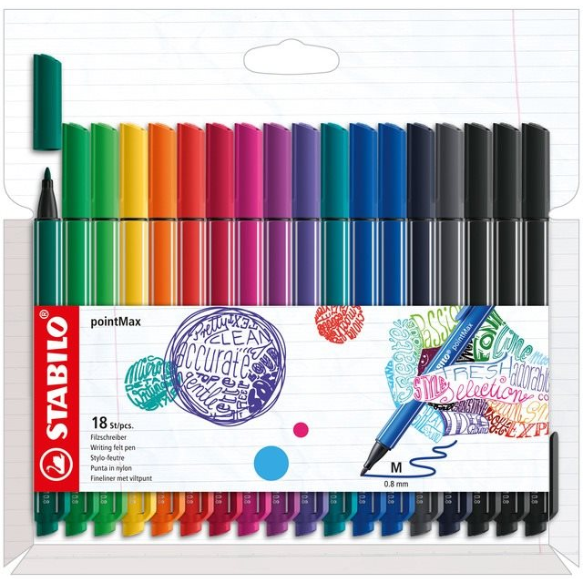 STABILO pointMax, új színek, tok, 18 db (4006381582858)