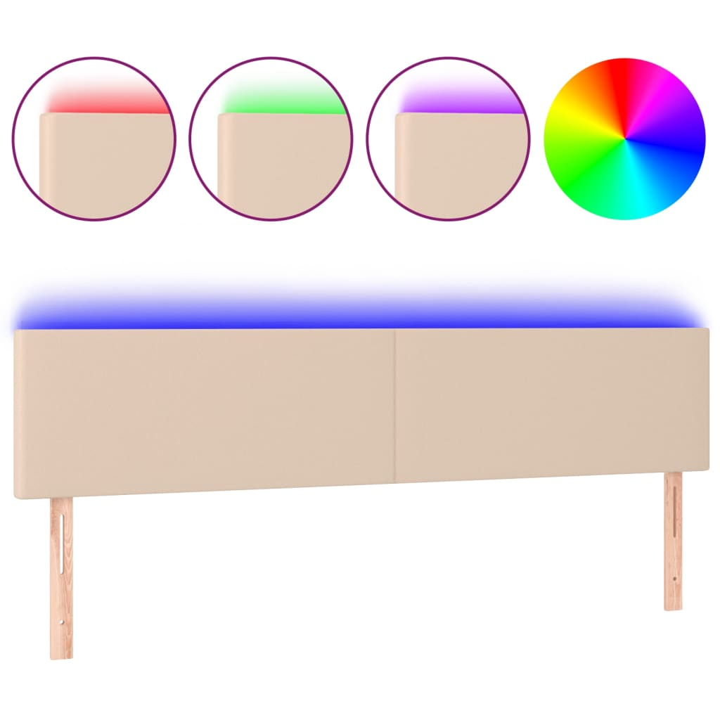 cappuccino színű műbőr LED-es fejtámla 160 x 5 x 78/88 cm (3121433)