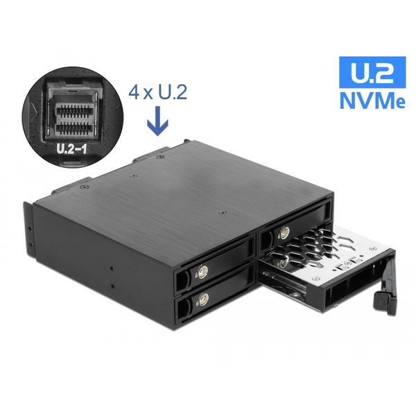 5.25″ Wechselrahmen für 4 x 2.5″ U.2 NVMe SSD, Einbaurahmen