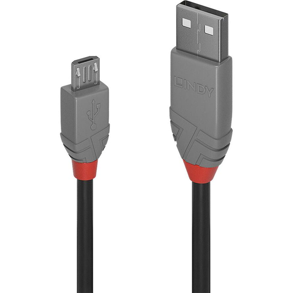 Lindy 36735 USB-kabel USB 2.0 5 m USB A Micro-USB B Sort, Grå