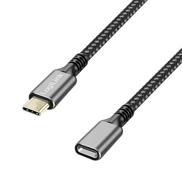 USB-C 3.2(M) <> USB-C(F) 2.0m LogiLink 100W/ 5Gbs/ zwart