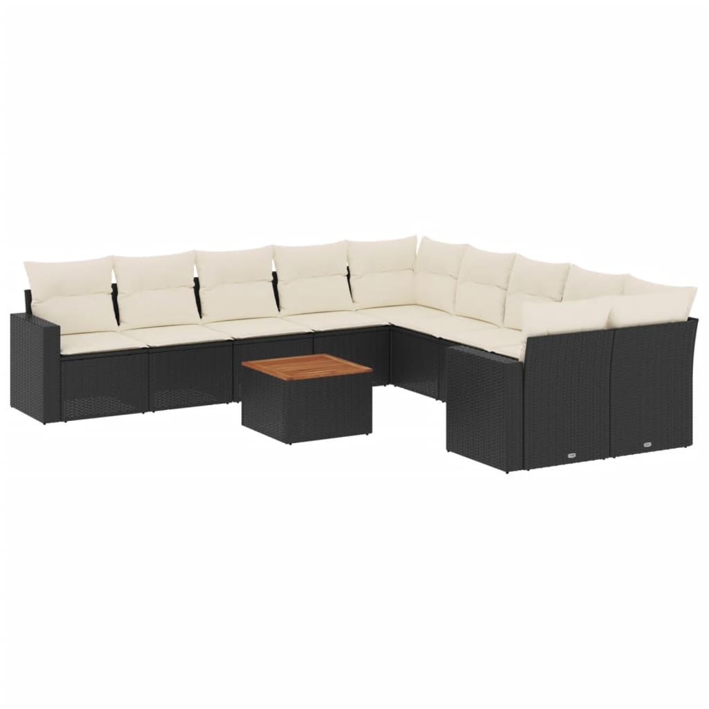 11 részes fekete polyrattan kerti ülőgarnitúra párnákkal (3256644)