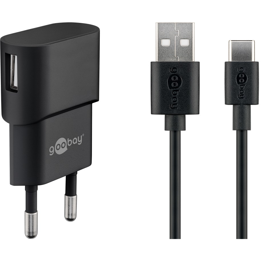 Goobay 45299 USB-C / USB-A Hálozati töltő készlet - Fekete (5W) (45298)