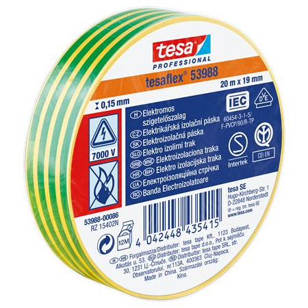 Tesa Professional Szigetelőszalag - Zöld/Sárga (20m) (53988-00086-00)