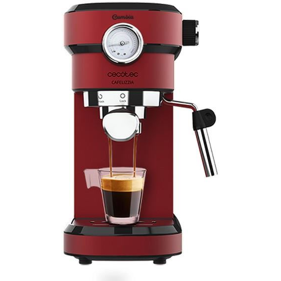 Cafetera Express Con Manómetro Cafelizzia 790 Shiny Pro. Brazo Con Doble Salida Y Dos Filtros, 20bares De Presión, Depósito Extraíble De 1,2l, 1350w, Rojo