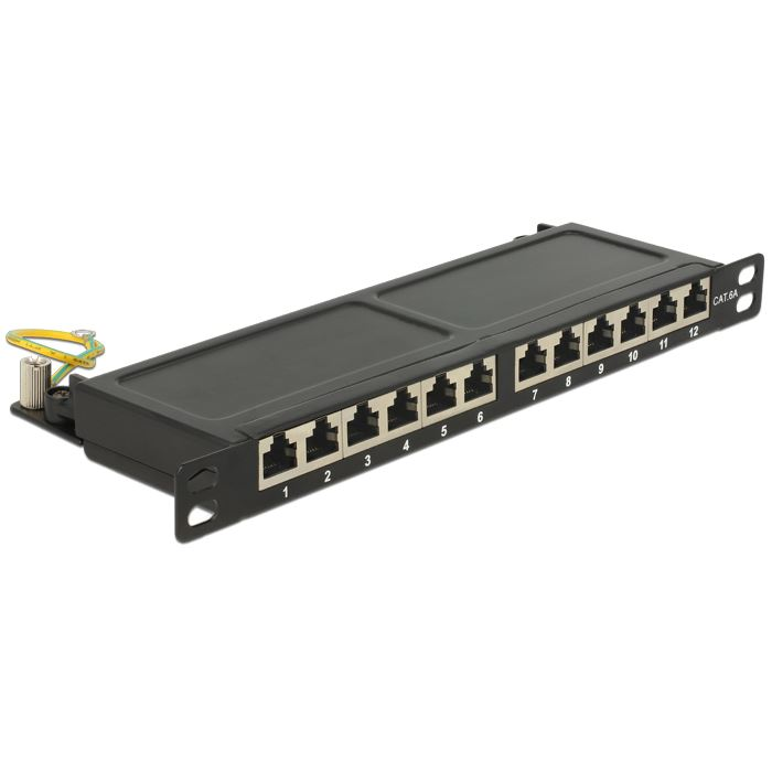 Delock 10 Patch Panel 12 portos Cat.6A 0.5 U fekete (43312) (DE43312)