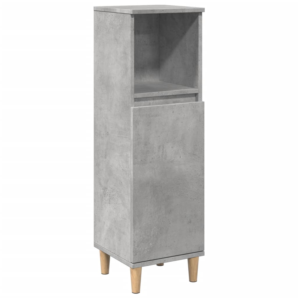 betonszürke szerelt fa fürdőszobaszekrény 30 x 30 x 100 cm (857107)
