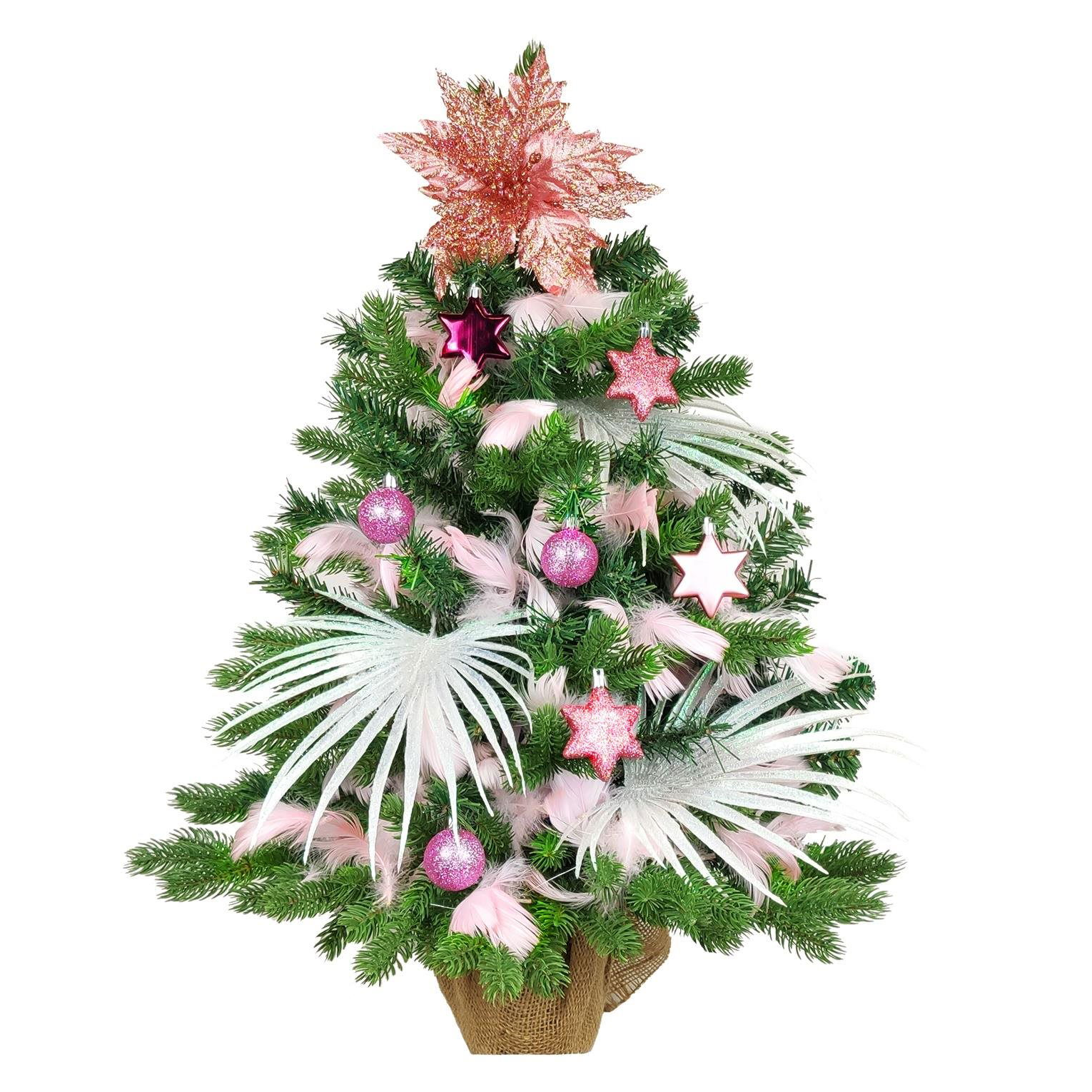 LAALU LED fényekkel díszített karácsonyfa - Tündércsillag, 27 dísz, 60 cm (LAU-2207-OZM-60B)