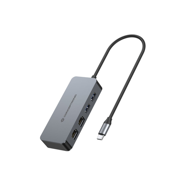 Conceptronic ABBY24G φορητός σταθμός σύνδεσης & προσομοιωτής θύρας Καλωδιωμένος (Ενσύρματος) USB 3.2 Gen 1 (3.1 Gen 1) Type-C Γκρι