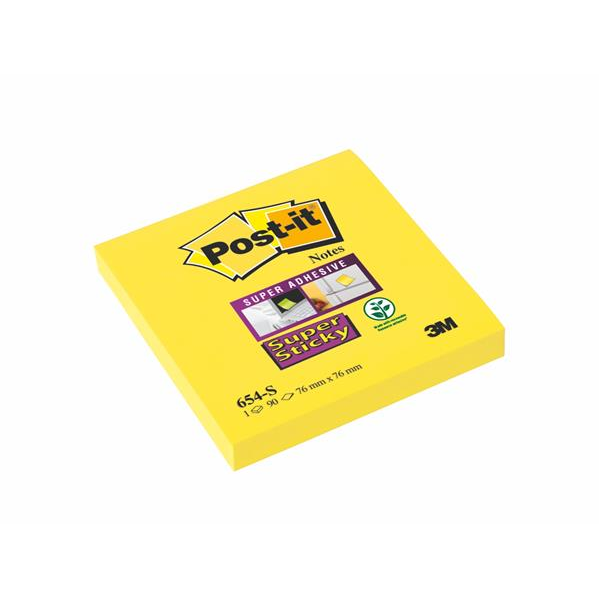 3M Super Sticky 76x76mm öntapadó jegyzettömb (90 lap) - Sárga (FT510093741)